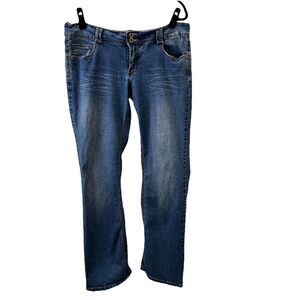 Angels Jeans Medium Wash Button Flap Pockets Straight Leg Juniors Sz 17 Mid Rise